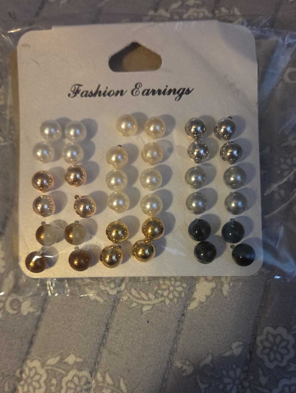 Multi-Color Pearl and Metallic Stud Earring Set